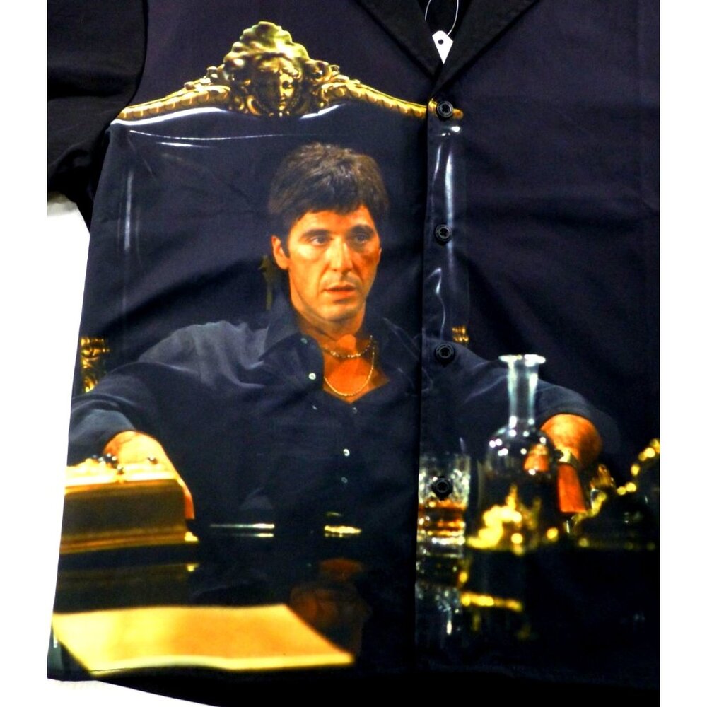 Scarface Reason Men Shirt LRG Black All Over Print Retro Movie Short Sleeve NWT - Picture 3 of 10